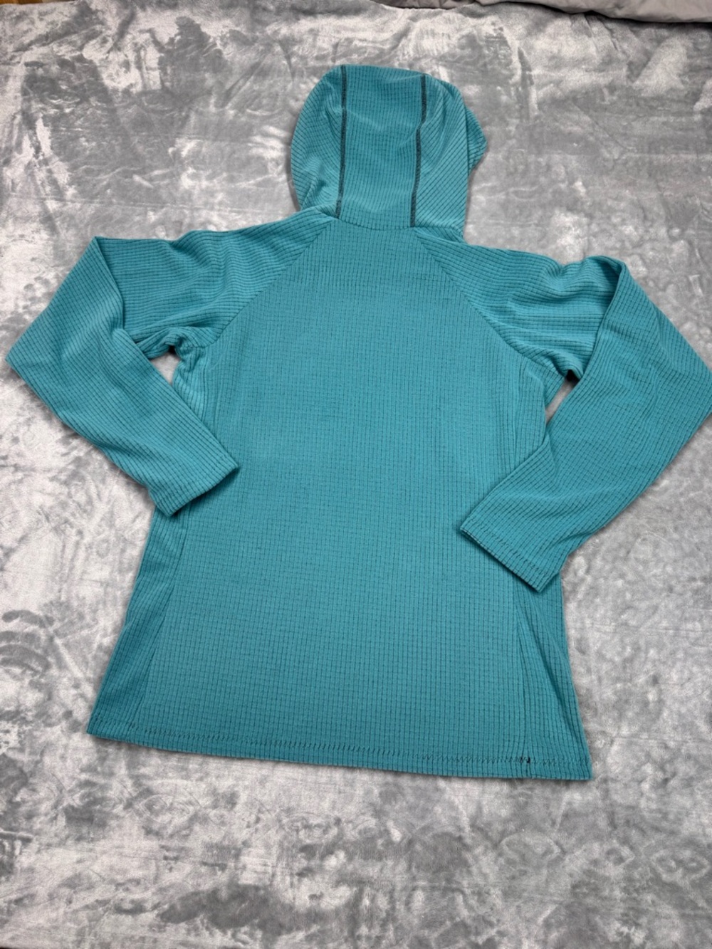 Melanzana Women's Micro Grid Teal Hoodie - Picture 7 of 10